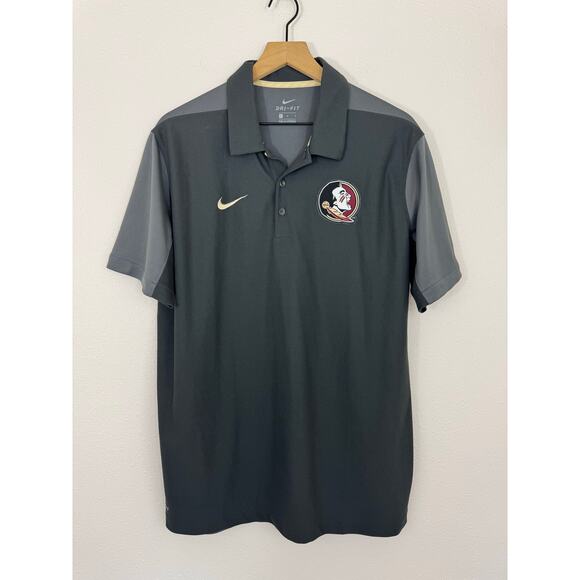 Nike Dri-FIT FSU Seminoles Polo Shirt Men’s Large Gray Gold Logo - Picture 1 of 6